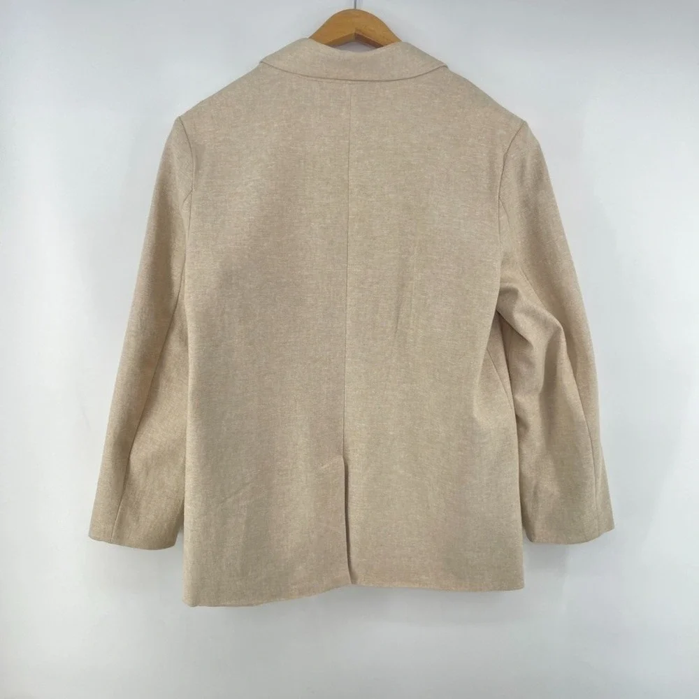 Old Navy Double Breasted‎ Suit Blazer Jacket M Linen Blend Tan NWT Minimalist